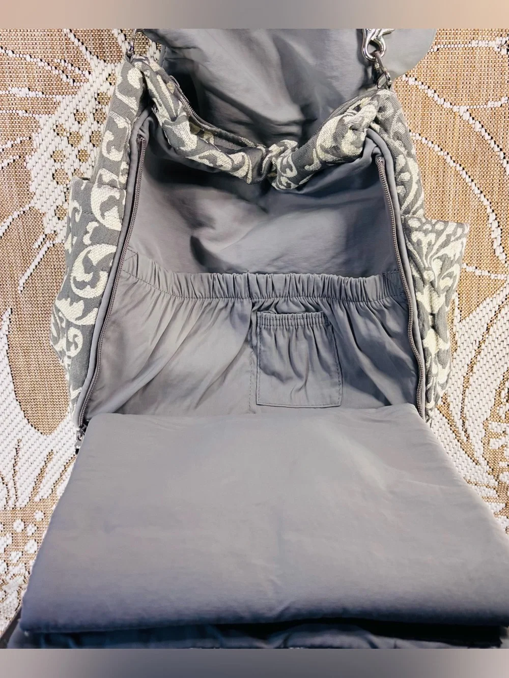 Petunia Pickle Bottom Boxy Backpack Earl Gray Cream Chenille Convertible Diaper